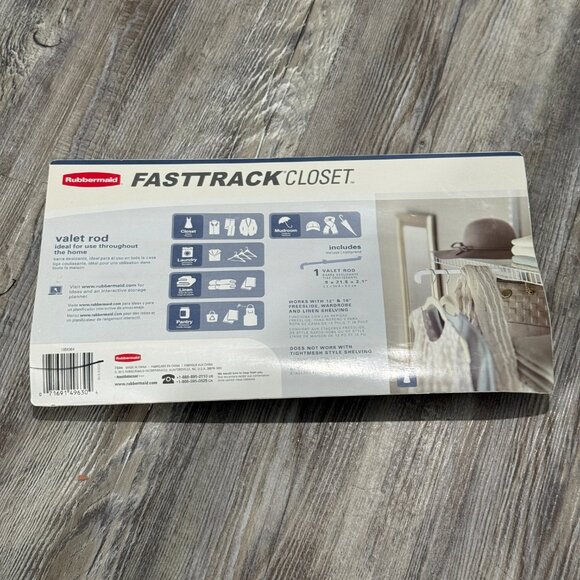 Rubbermaid Fast Track Closet Valet Rod White 1954964 NEW 2015 Closet Organizer - Picture 4 of 6